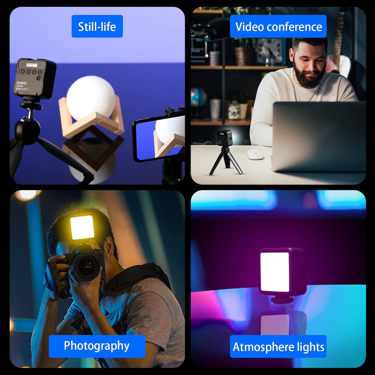 RGB 360° Full Color Portable LED Camera Light with LCD Display Y983