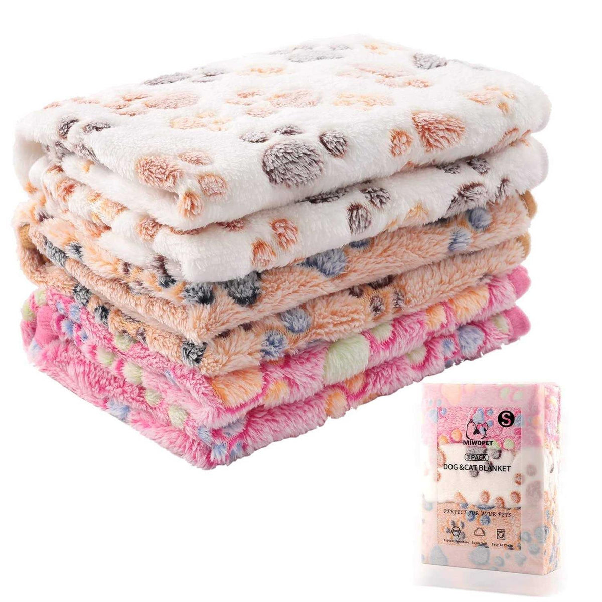 3 Pack Soft Warm Fleece Flannel Pet Blanket N27194