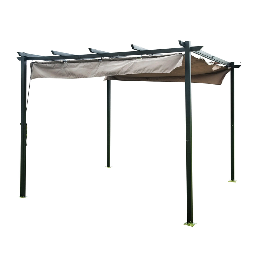 9 x 9 Ft Outdoor Steel Pergola Gazebo with Sun Shades Canopy I76558