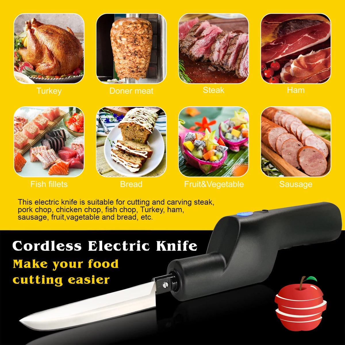 Cordless Electric Knife with Safety Lock Y4873