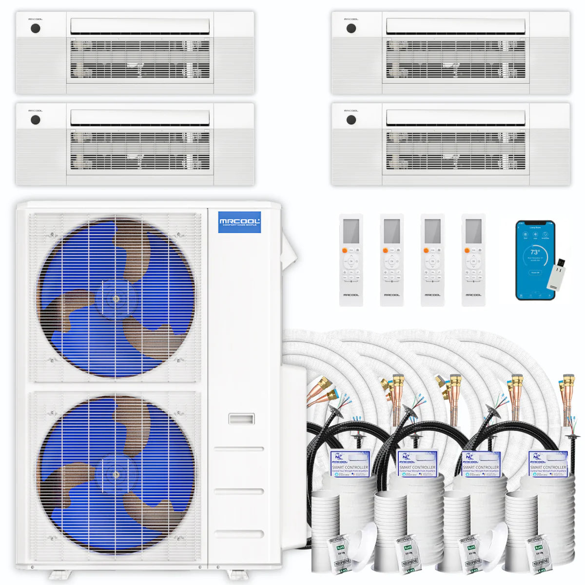 45,000 BTU 4 Zone Ceiling Cassette Ductless Air Conditioner and Heat Pump S596498