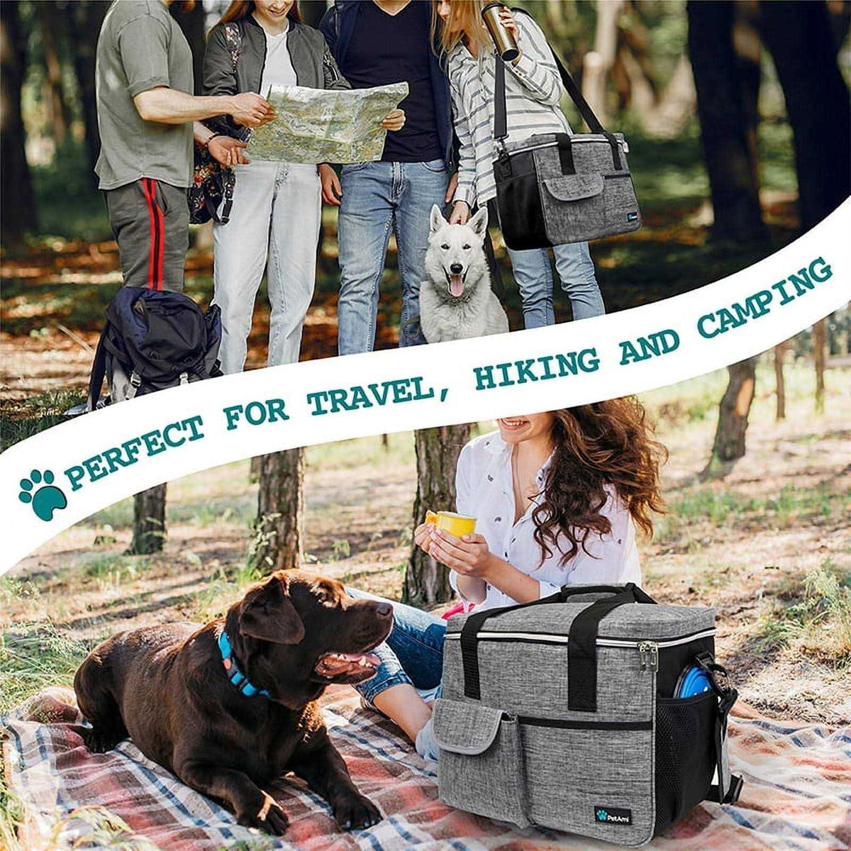 Dog Travel Bag with Food Container and Bowls S889