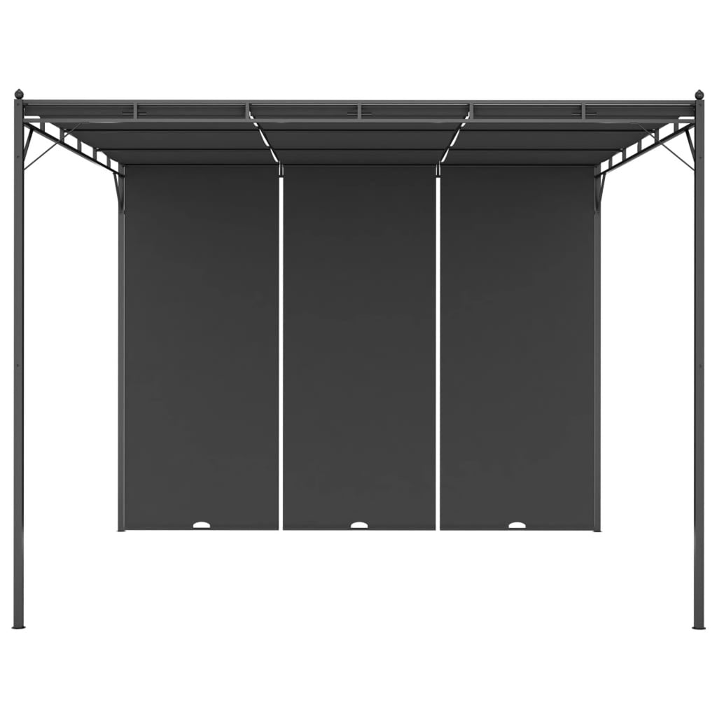 Garden Gazebo with Side Curtain Steel Frame Sun Shade Shelter 118.1 x 118.1 x 88.6 Inches Y58270