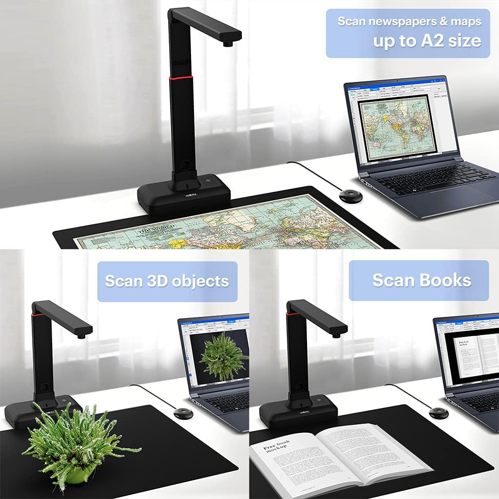 Large Format Overhead Document Scanner with Auto-Flatten & Fingerprint Removal Technologies B3047