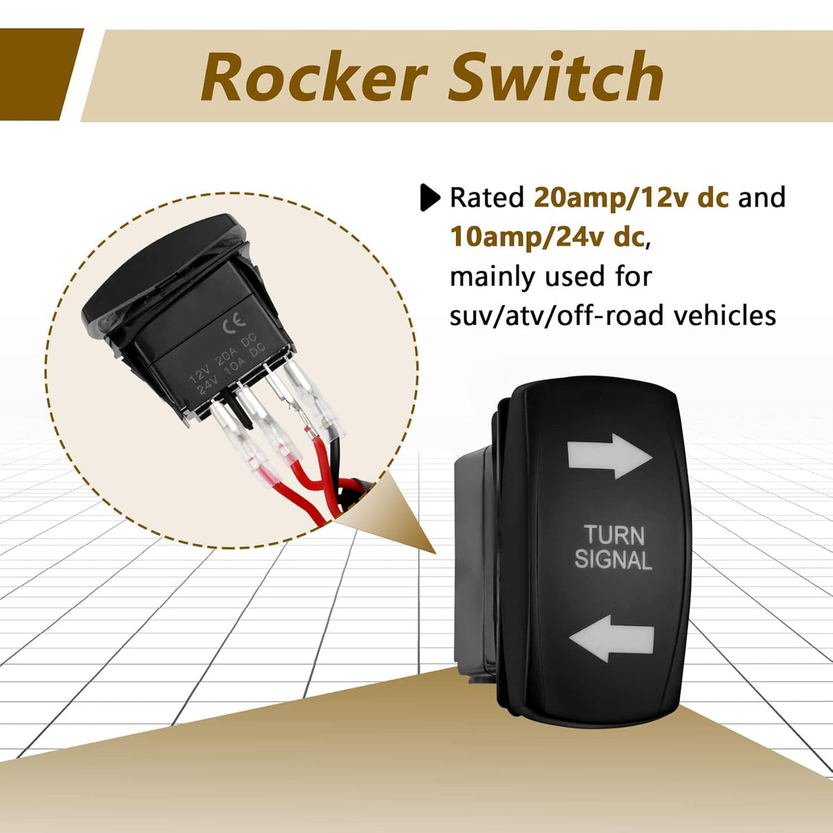 Universal UTV Rocker Switch Turn Signal Kit with Wire Harness J6765