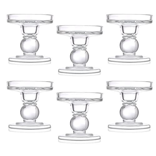 6 Pcs Clear Glass Candle Holders Z30367