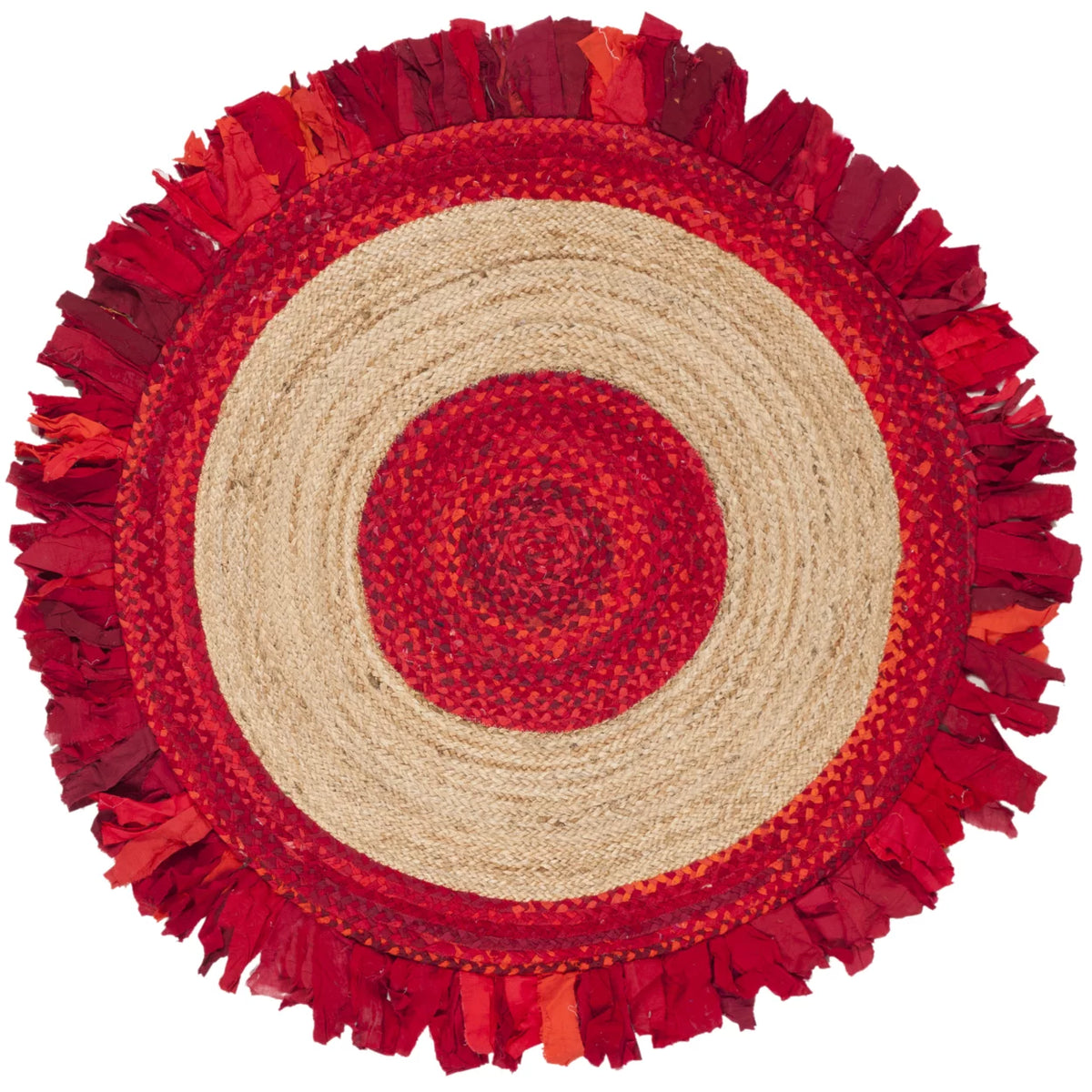 Red Natural Braided Area Rug 5' x 5' Round A18821