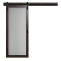 Gray Glass Barn Door with Installation Hardware Kit S4835