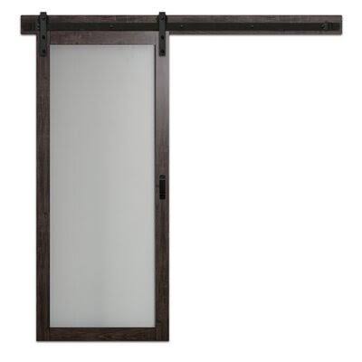 Gray Glass Barn Door with Installation Hardware Kit S4835