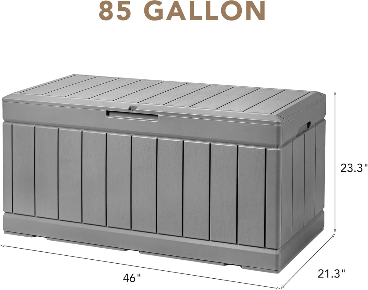 85 Gallon Lockable Resin Outdoor Storage Box Grey M581
