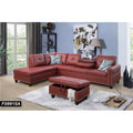 Red Faux Leather 3 Piece Sectional Sofa Set with Ottoman N551