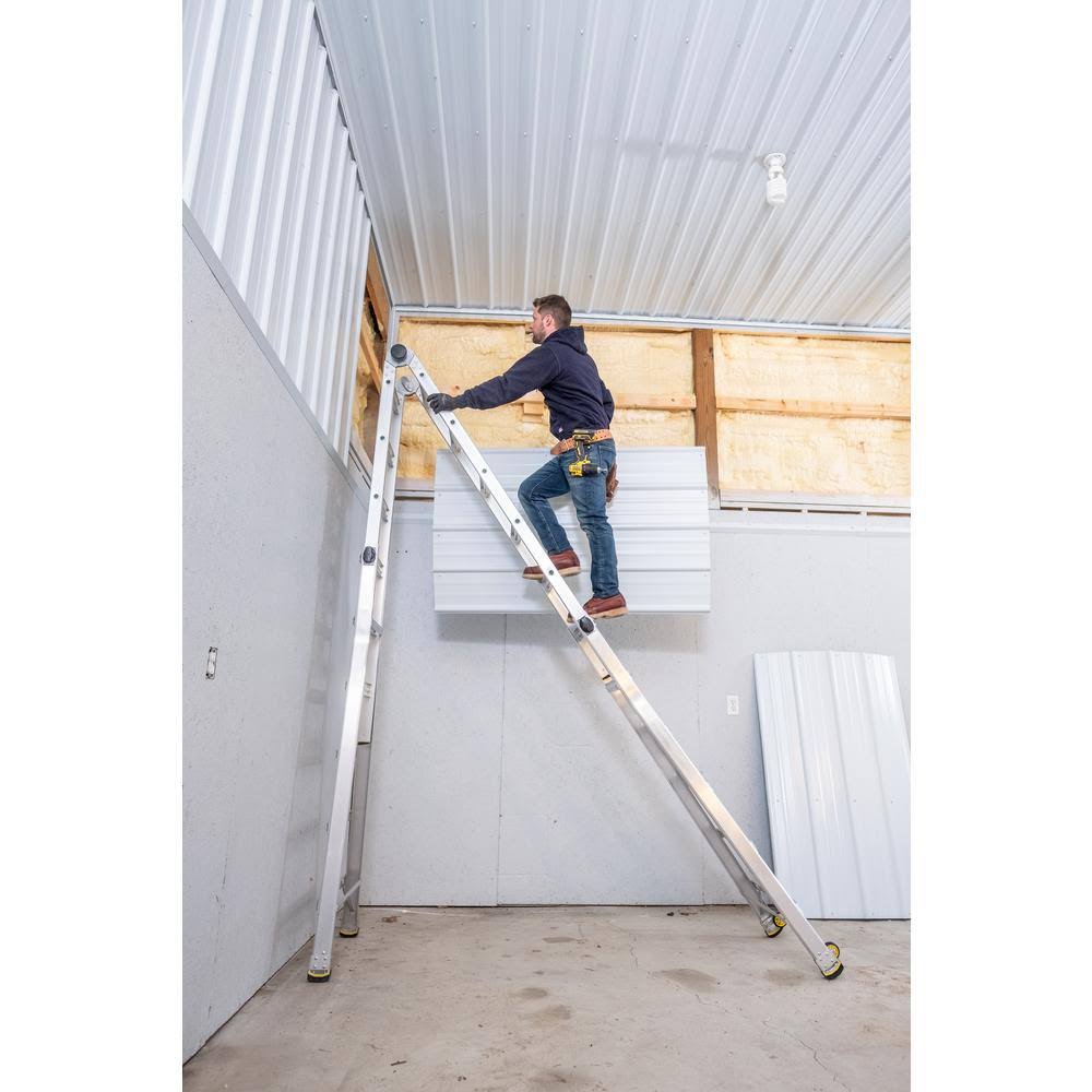 26 ft. Aluminum Multi-Position Ladder with Wheels, 375 lb. Load Capacity Type IAA L1259