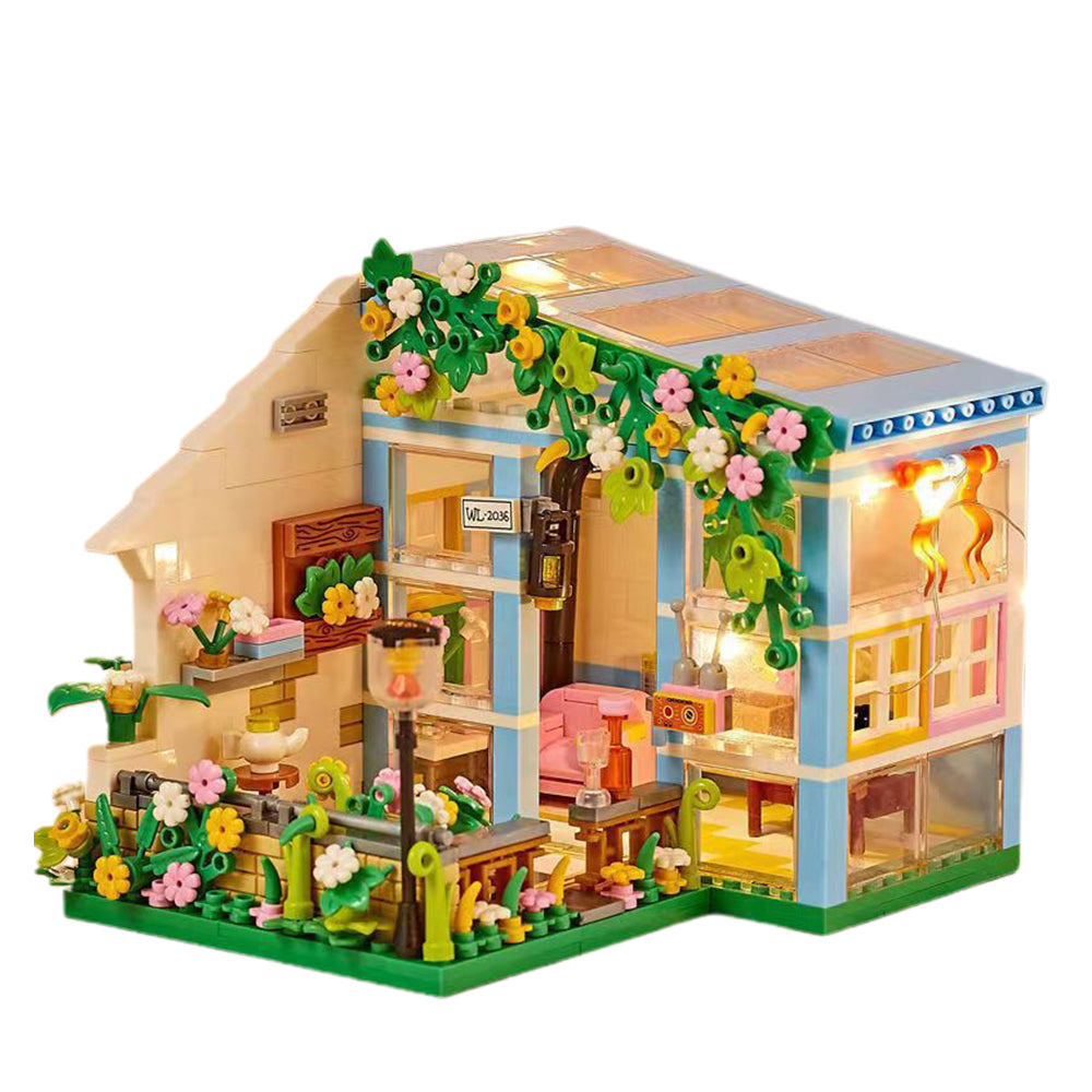 Dollhouse Miniature with Flower Shop, DIY Wooden Crafts Christmas Kit Y482