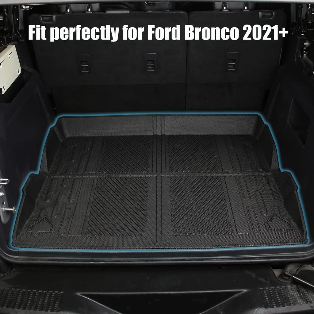 Cargo Liner Trunk Floor Mat for Ford Bronco 2021 2022 All Weather Waterproof TPE Pack of 2 R117483