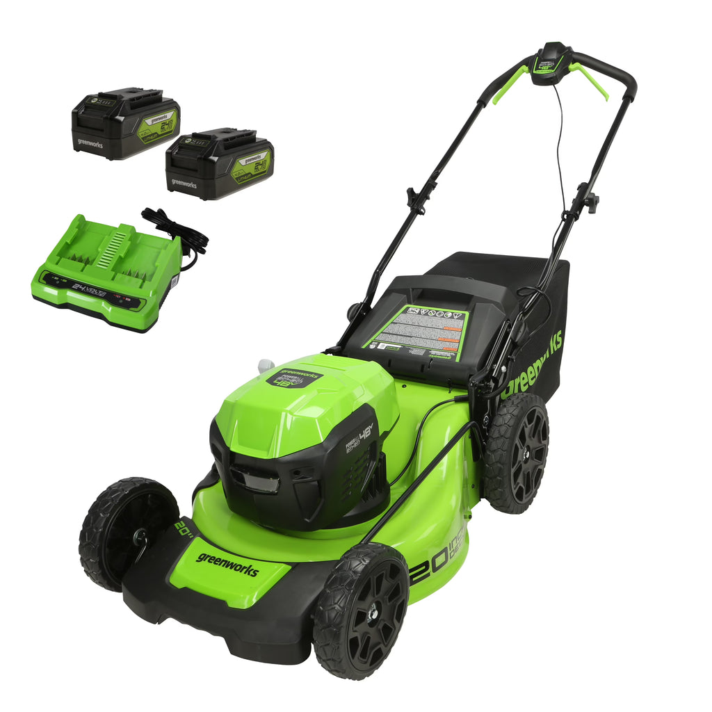 48V 20" Battery-Powered Lawn Mower with Two 4.0Ah Batteries & Charger E196615