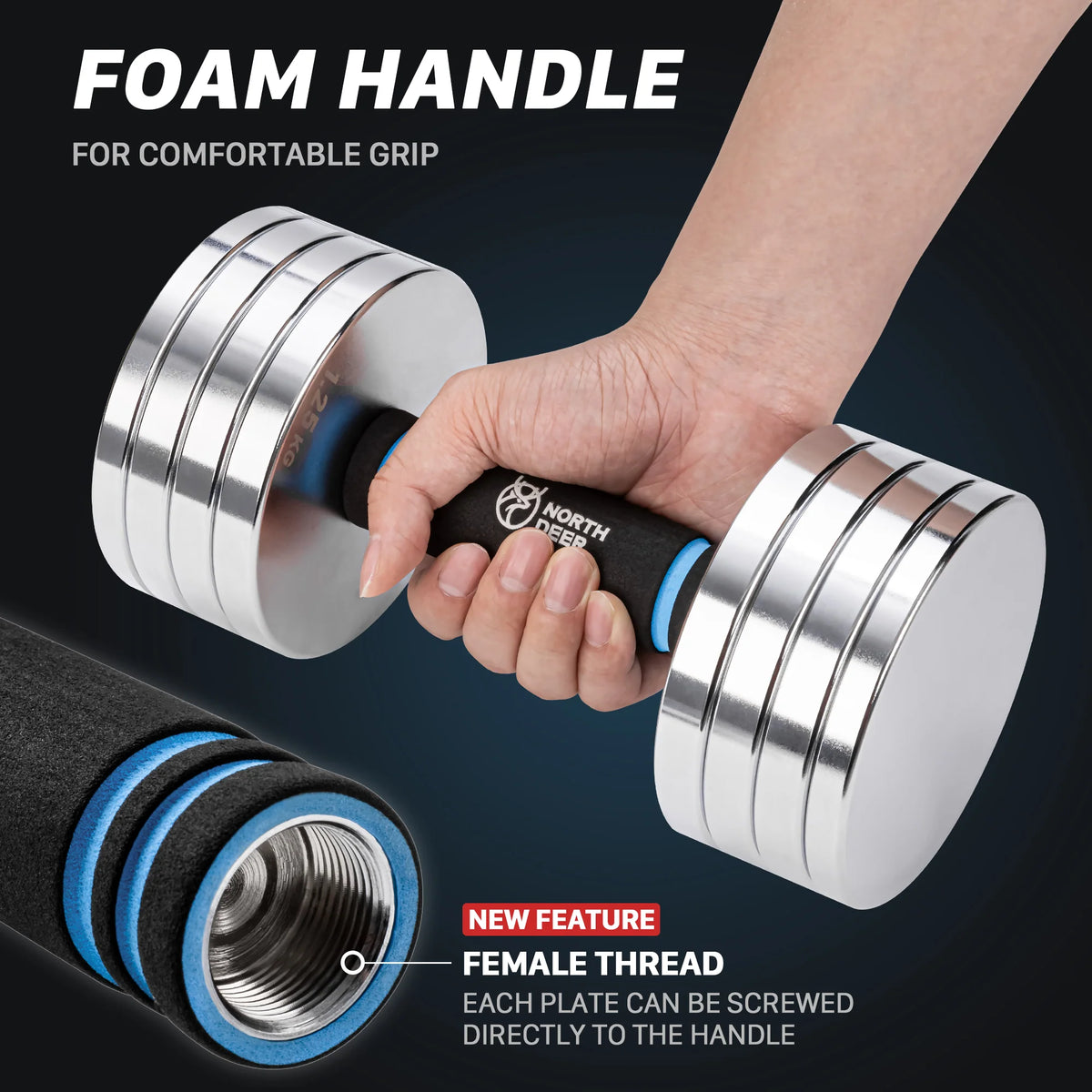 2.0 Upgraded Adjustable Dumbbell Set 40Lbs Steel Dumbbell Barbell Set E934542