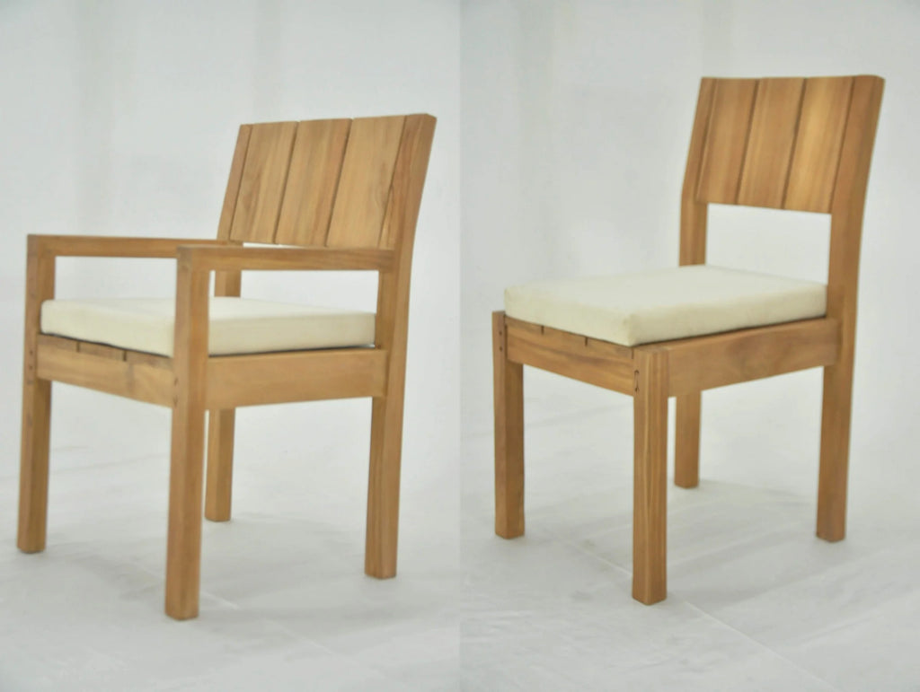 Teak 2 Seater 3 Pc Dining Set with Side Table and 2 Armless Chairs E656378