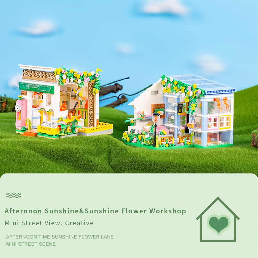 Dollhouse Miniature with Flower Shop, DIY Wooden Crafts Christmas Kit Y482