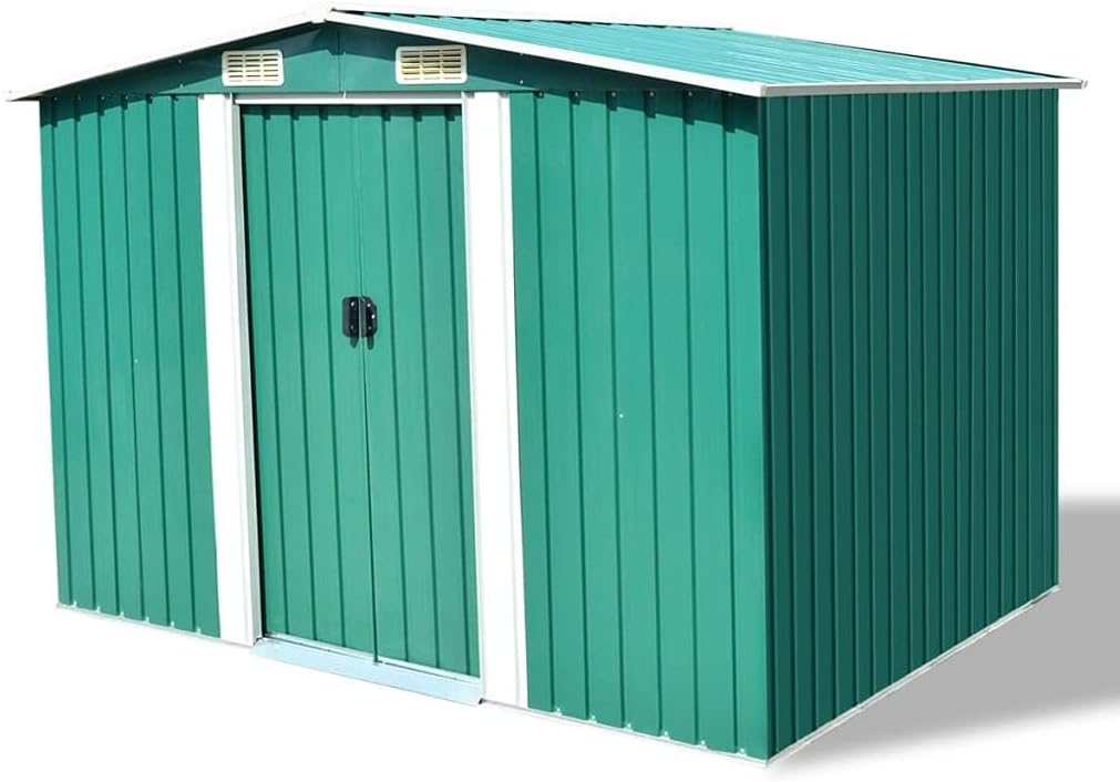 Anthracite Garden Storage Shed with Double Sliding Doors 101.2 x 80.7 x 70.1inch C997686