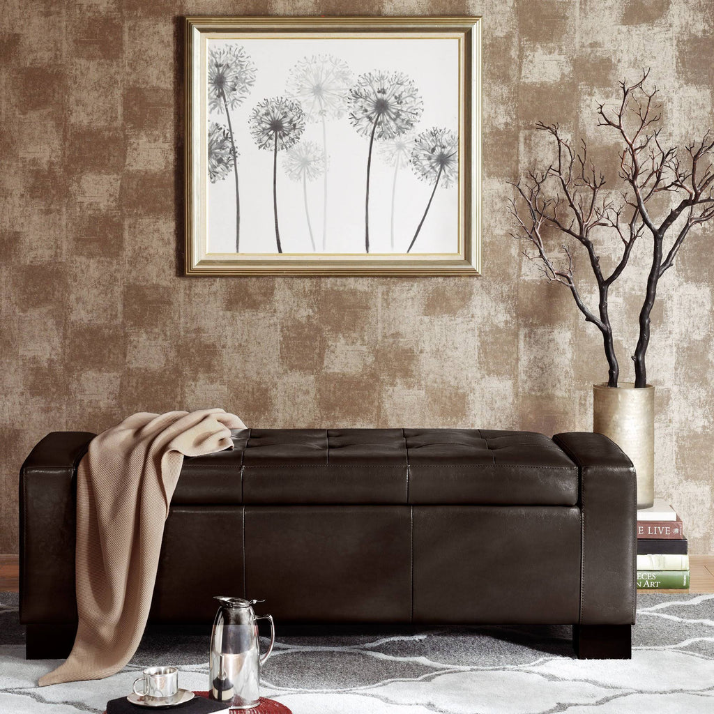 Brown Tufted Top Storage Bench S42649