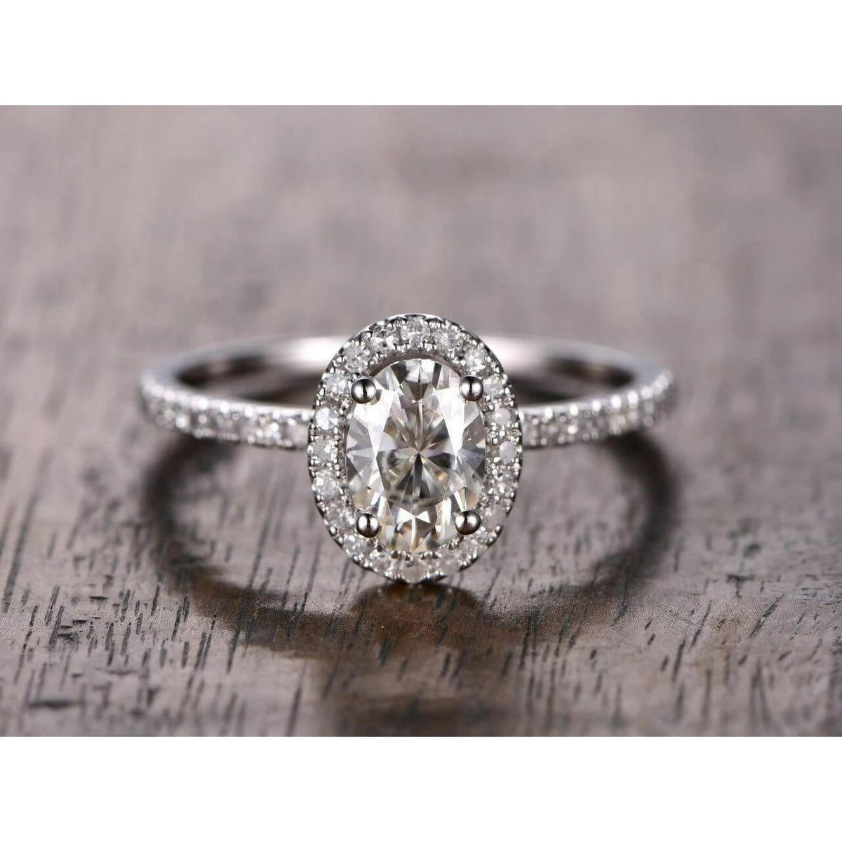 14K White Gold Plated Halo Ring C457513