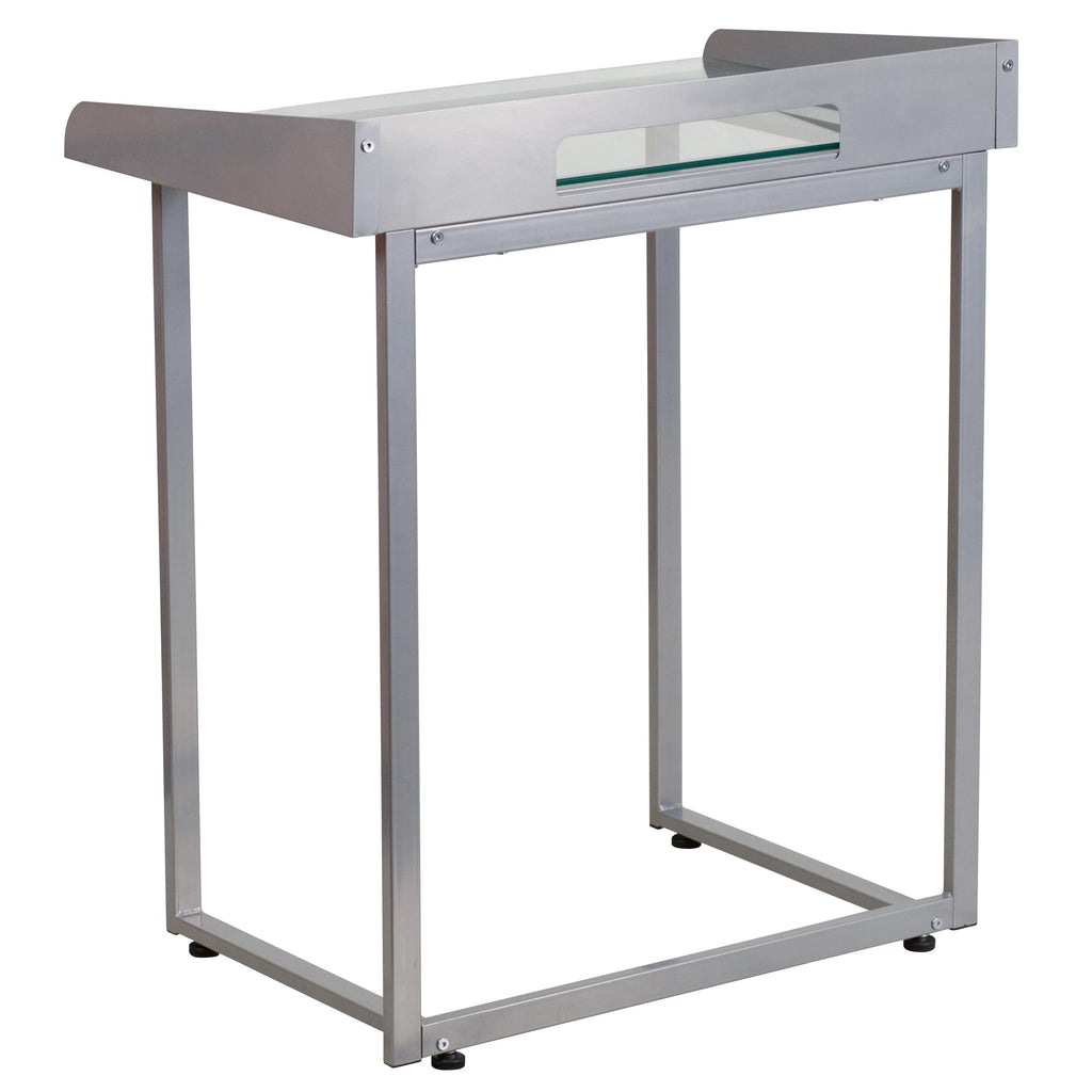 Clear Tempered Glass Desk with Silver Metal Frame C84615