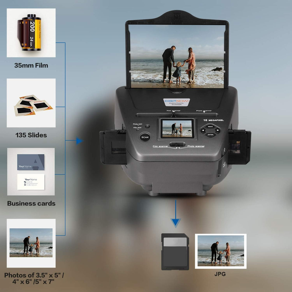 16MP Film Scanner with 2.4 LCD Screen for 35mm Slides and Negatives X7947