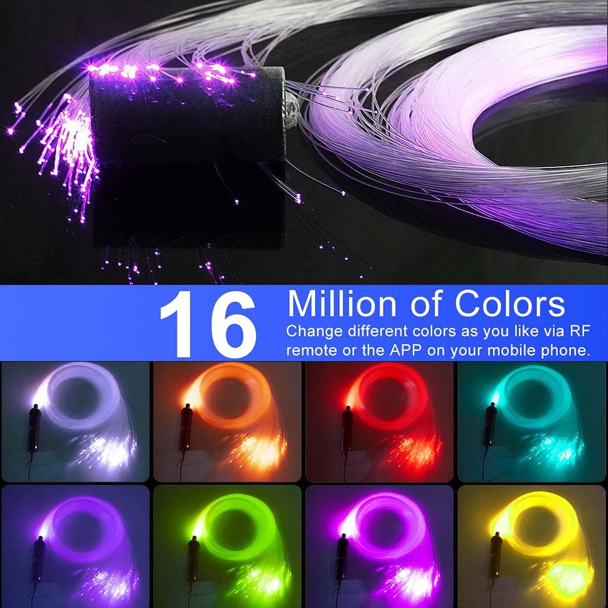 450pcs 0.03in 9.8ft RGBW LED Fiber Optic Star Ceiling Light Kit T96890