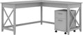 L Shaped Desk with 2 Drawer Mobile File Cabinet, 60W, Gray Q378