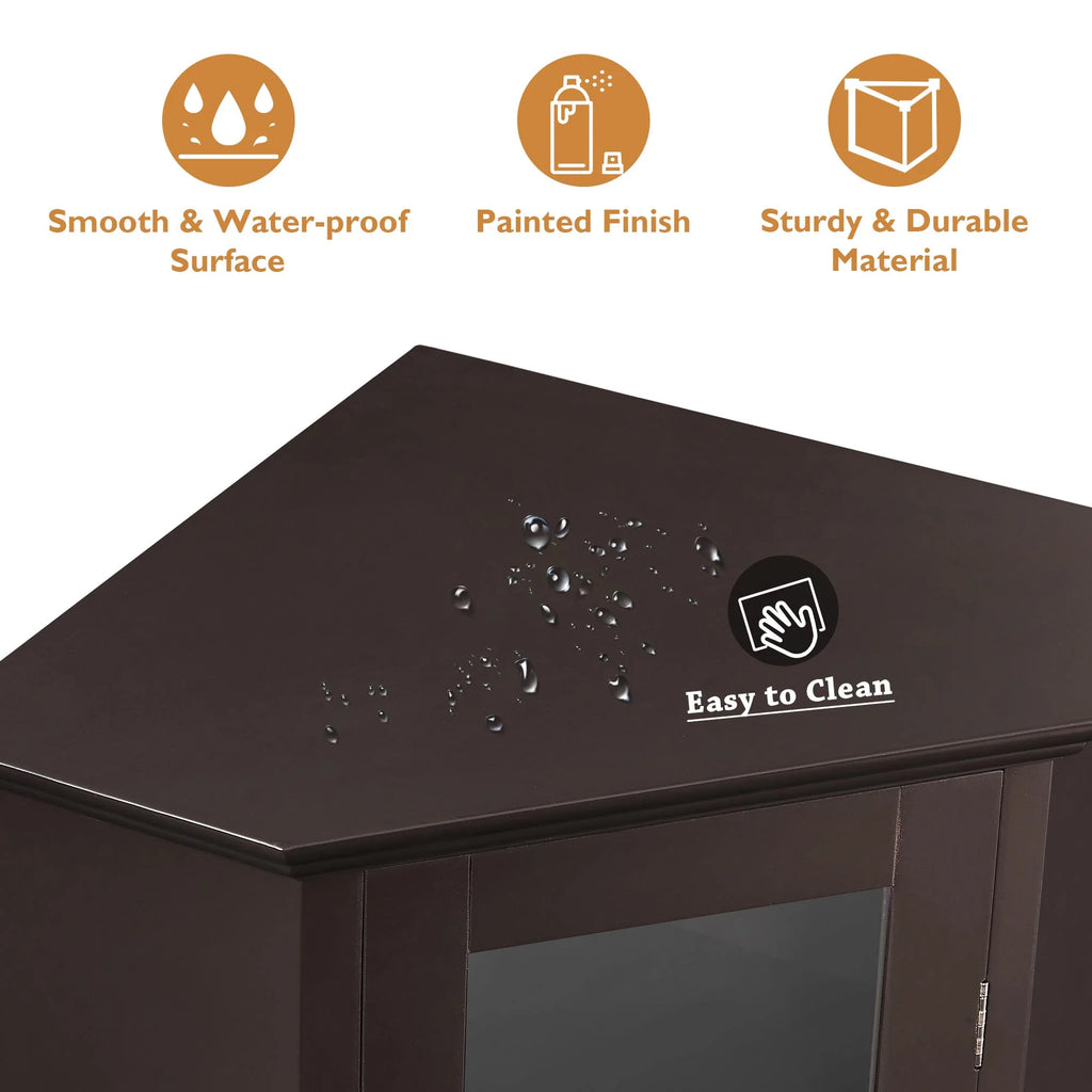 Freestanding Bathroom Cabinet with Glass Door, MDF Board with Painted Finish M76884