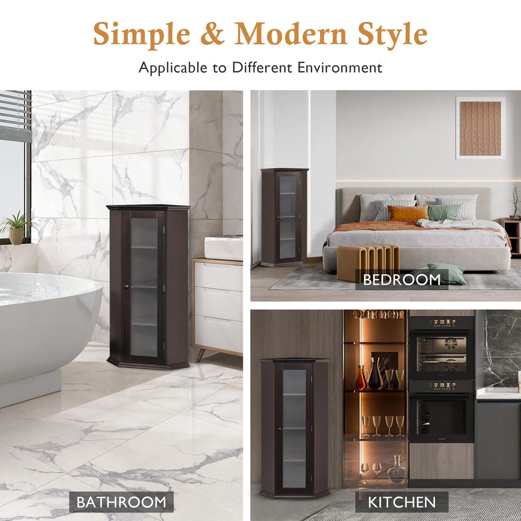 Freestanding Bathroom Cabinet with Glass Door, MDF Board with Painted Finish M76884