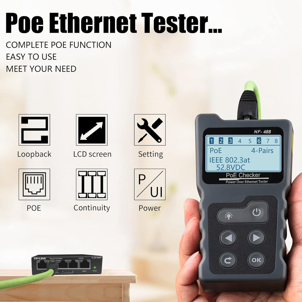 RJ45 Ethernet Tester, POE Cable Tester, Pack of 2 Z367687