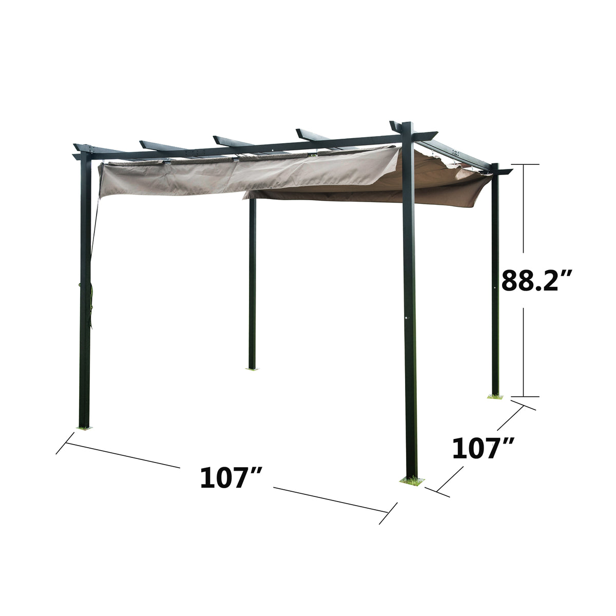 9 x 9 Ft Outdoor Steel Pergola Gazebo with Sun Shades Canopy I76558