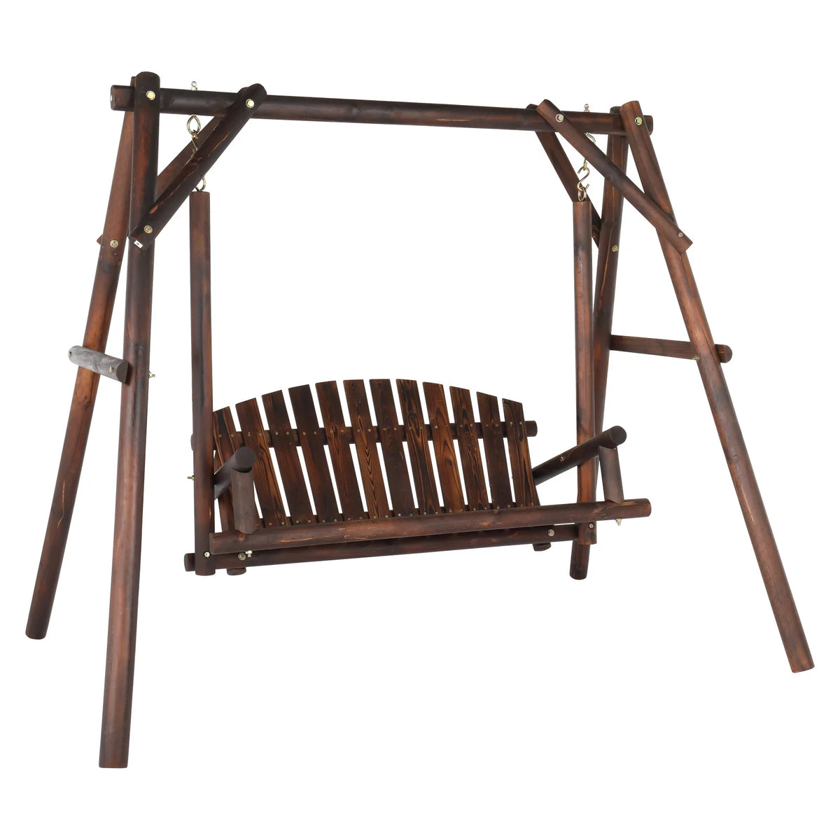 6.5’ Solid Wood Outdoor Loveseat Garden Swing I3619