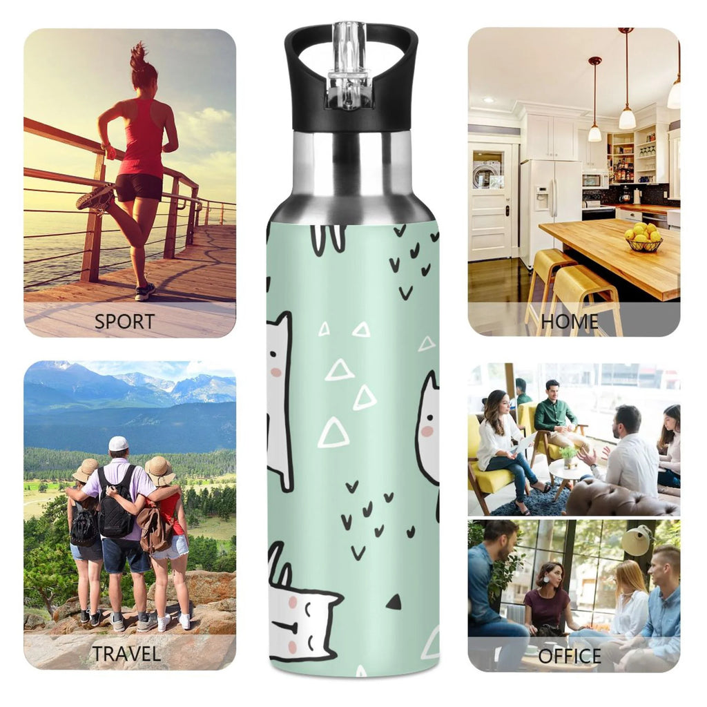 Green Vacuum Insulated Stainless Steel Water Bottle with Straw Lid 20 OZ G733