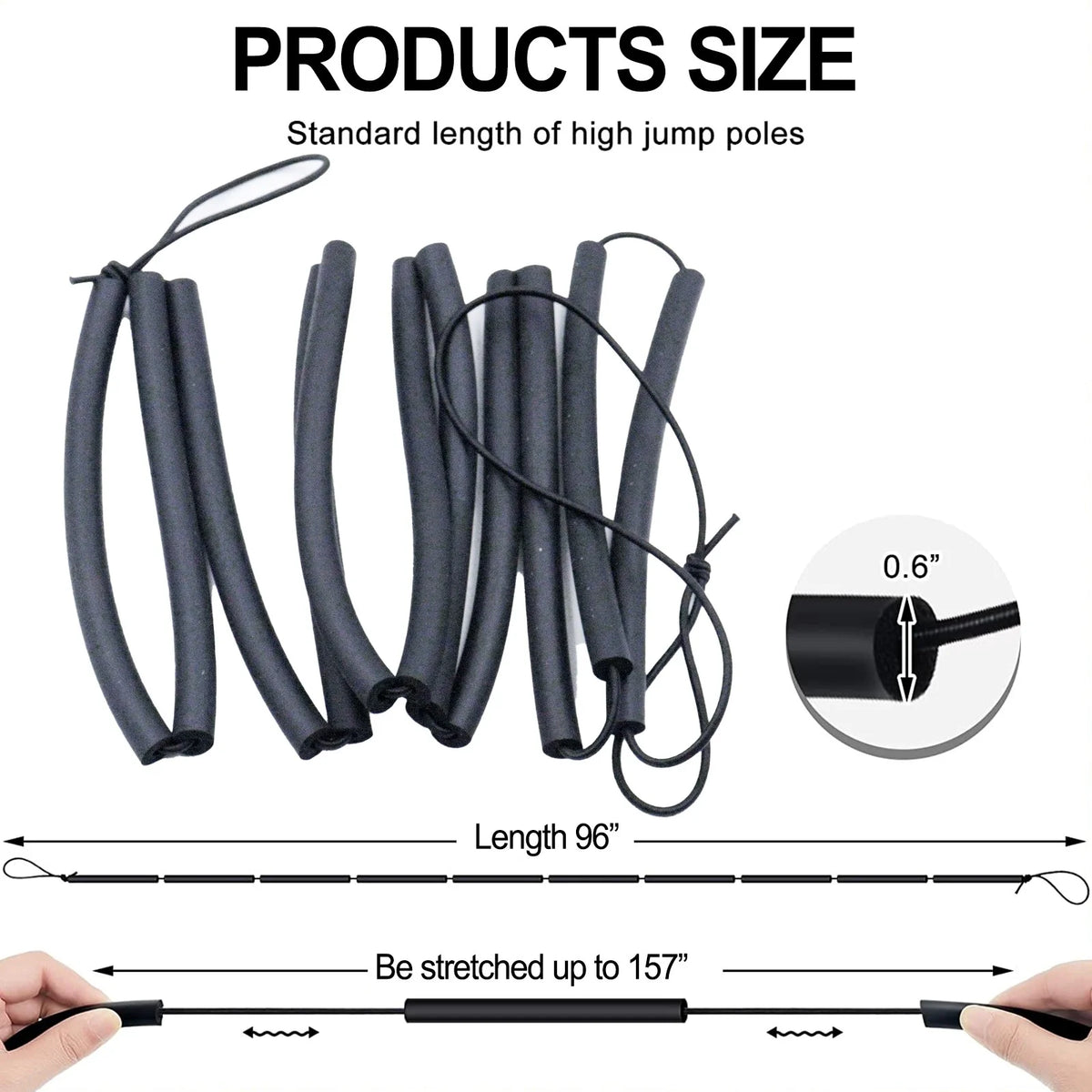 High Jump Bungee Elastic Crossbar Foam Track rope D404095