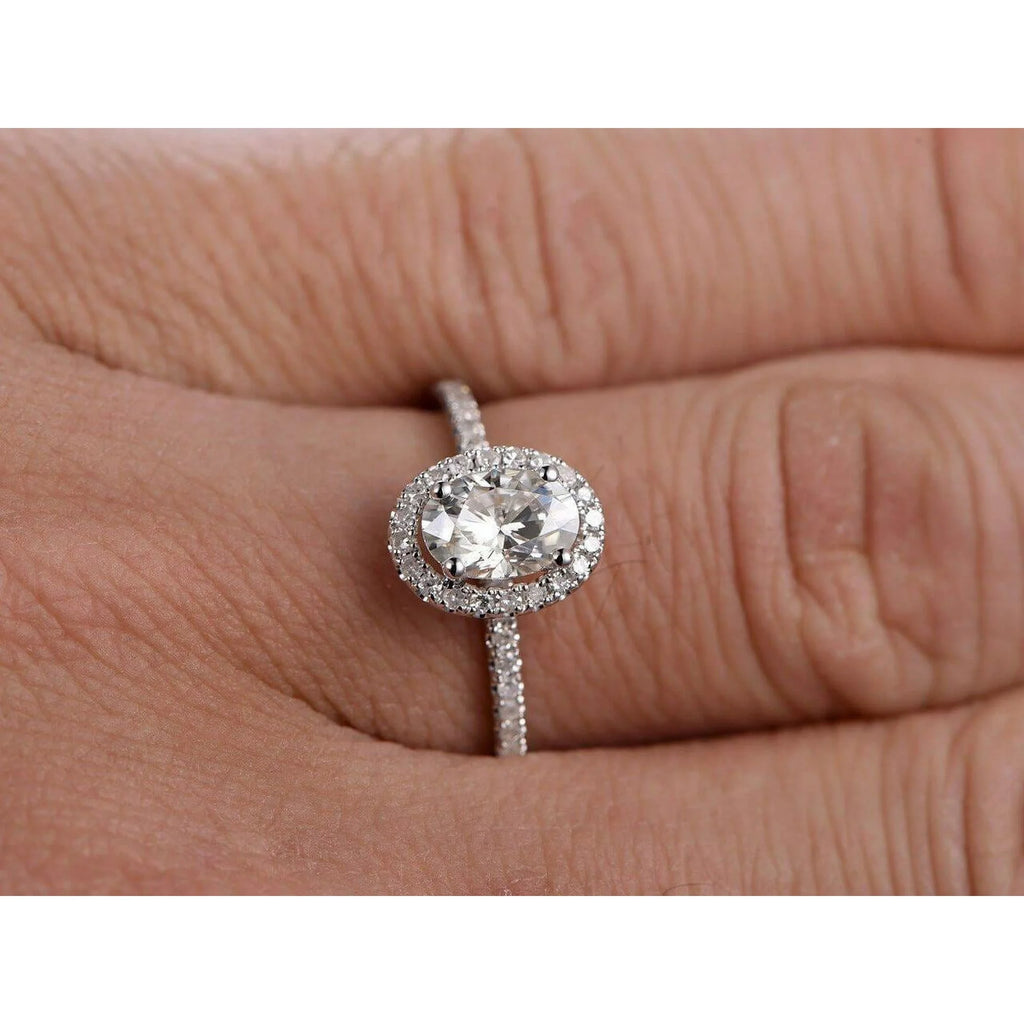 14K White Gold Plated Halo Ring C457513