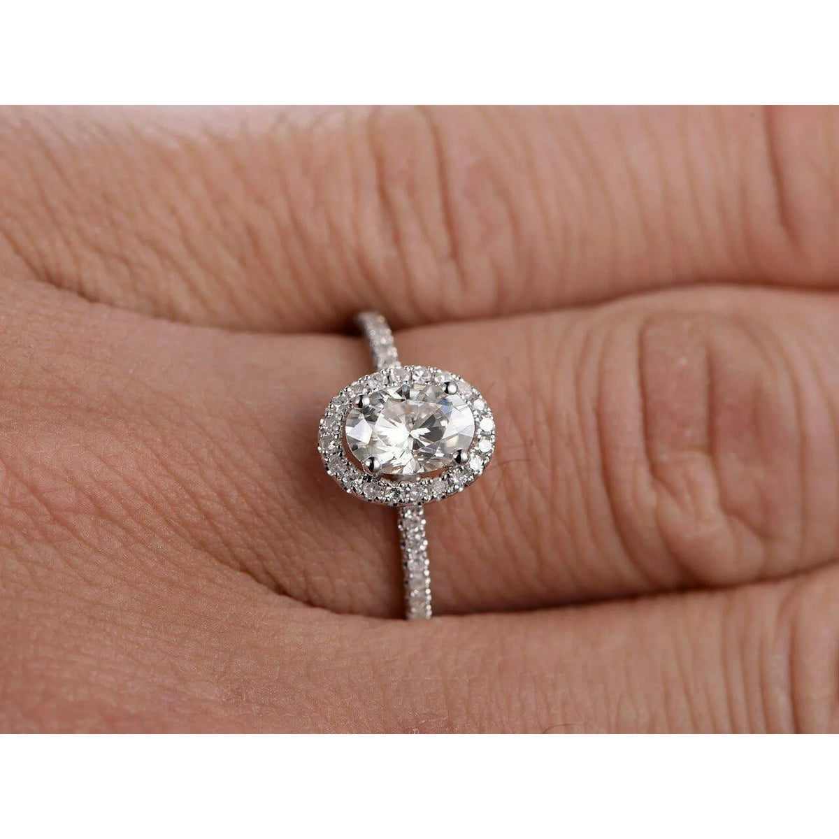 14K White Gold Plated Halo Ring C457513