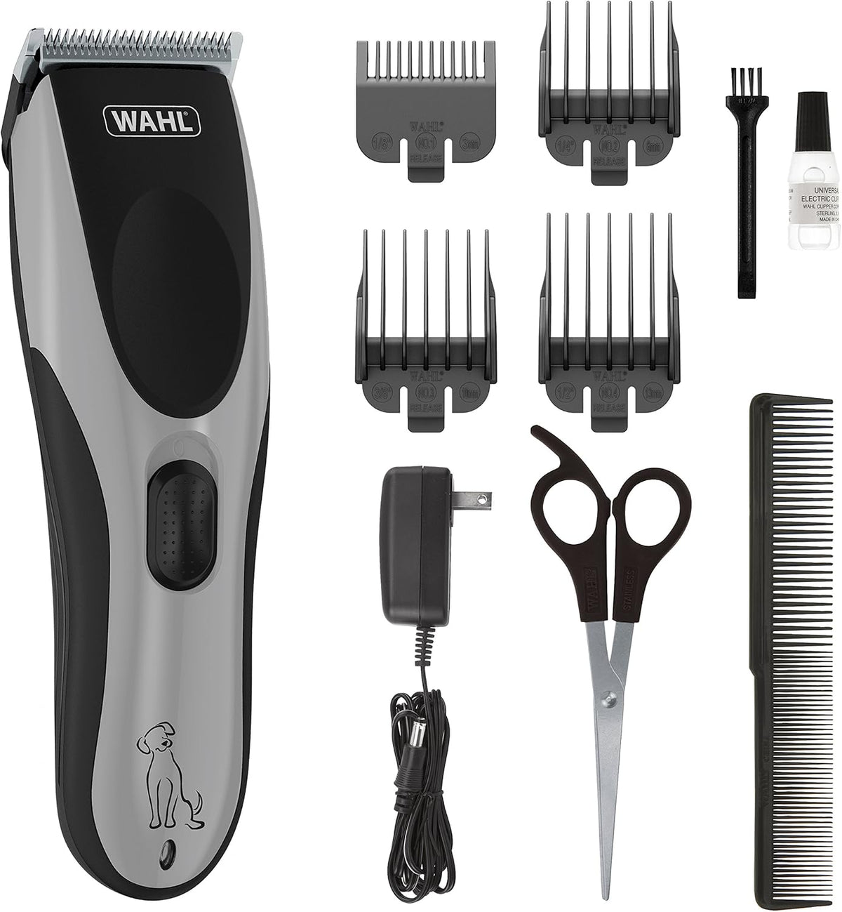 Rechargeable Dog Grooming Kit, Silver, 10 Piece Set P7064