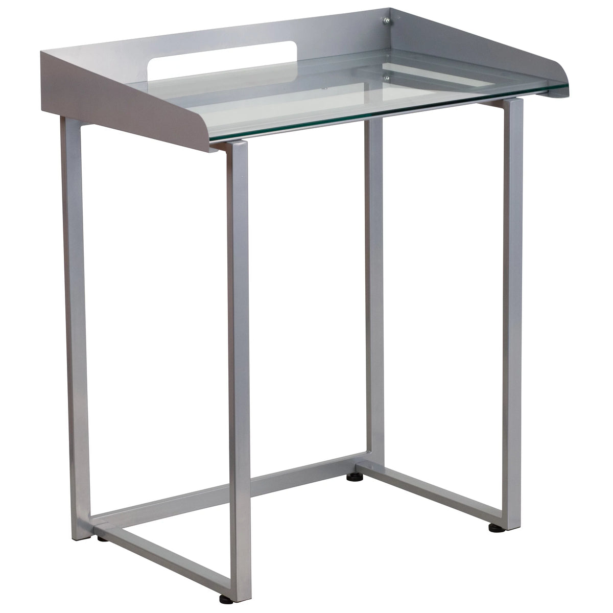 Clear Tempered Glass Desk with Silver Metal Frame C84615