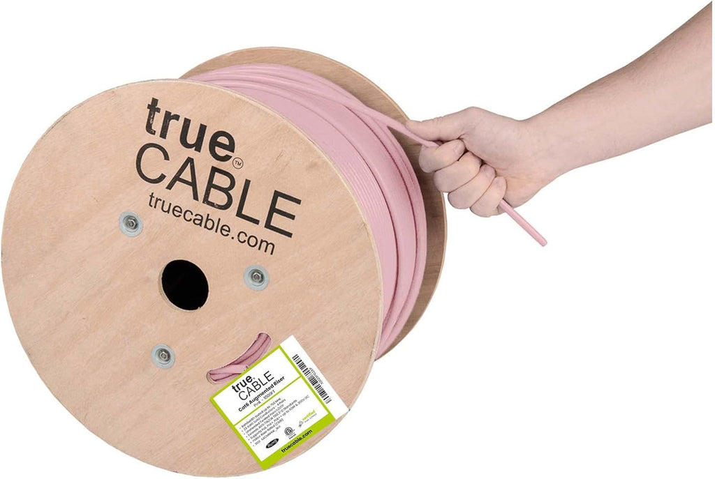 Cat6A Riser 1000ft Black 23AWG 4 Pair Solid Bare Copper 750MHz UTP Bulk Ethernet Cable A9699
