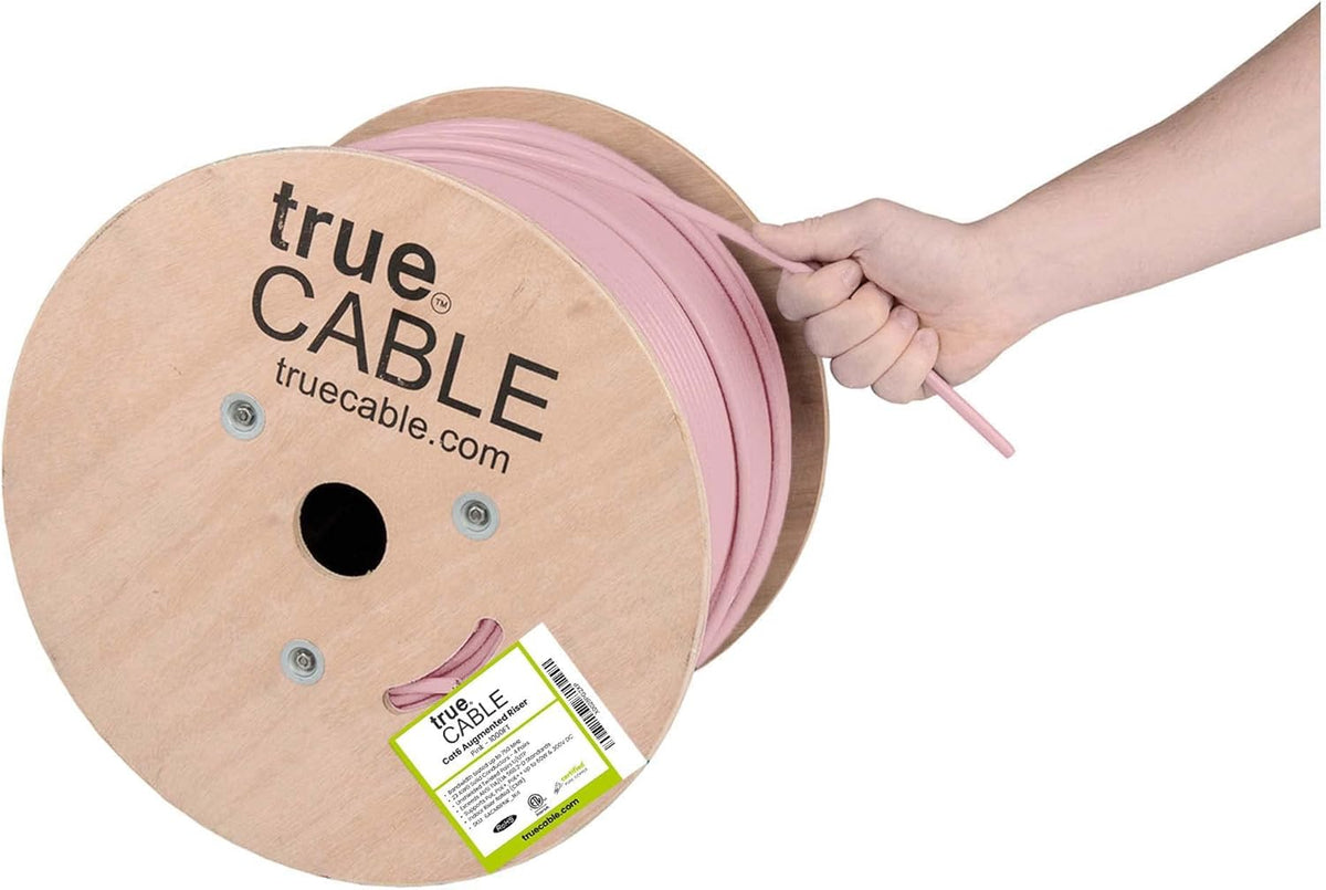 Cat6A Riser 1000ft Black 23AWG 4 Pair Solid Bare Copper 750MHz UTP Bulk Ethernet Cable A9699