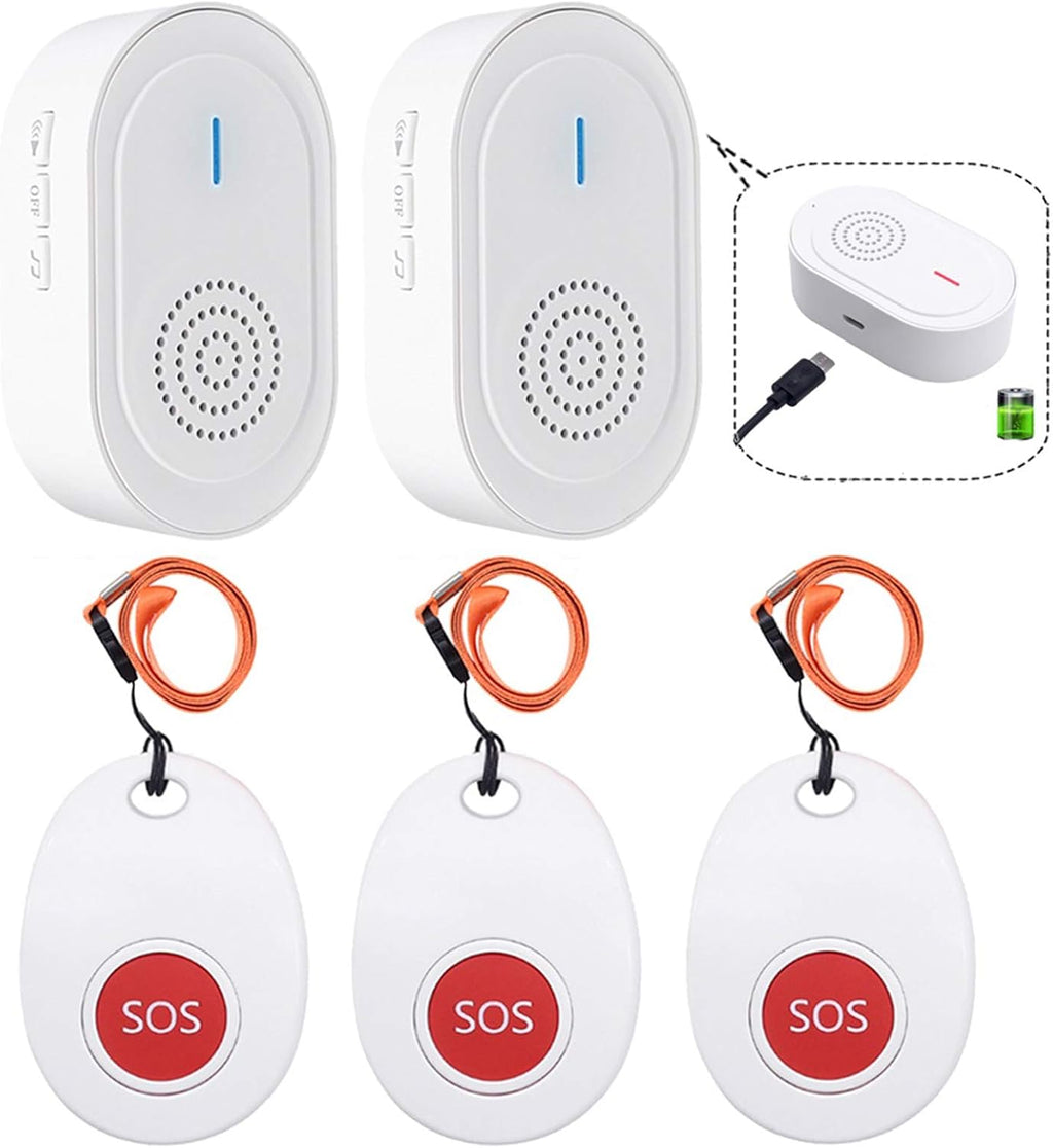 Wireless Call Button System with 2 Portable Rechargeable Receivers 3 Call Button X9762