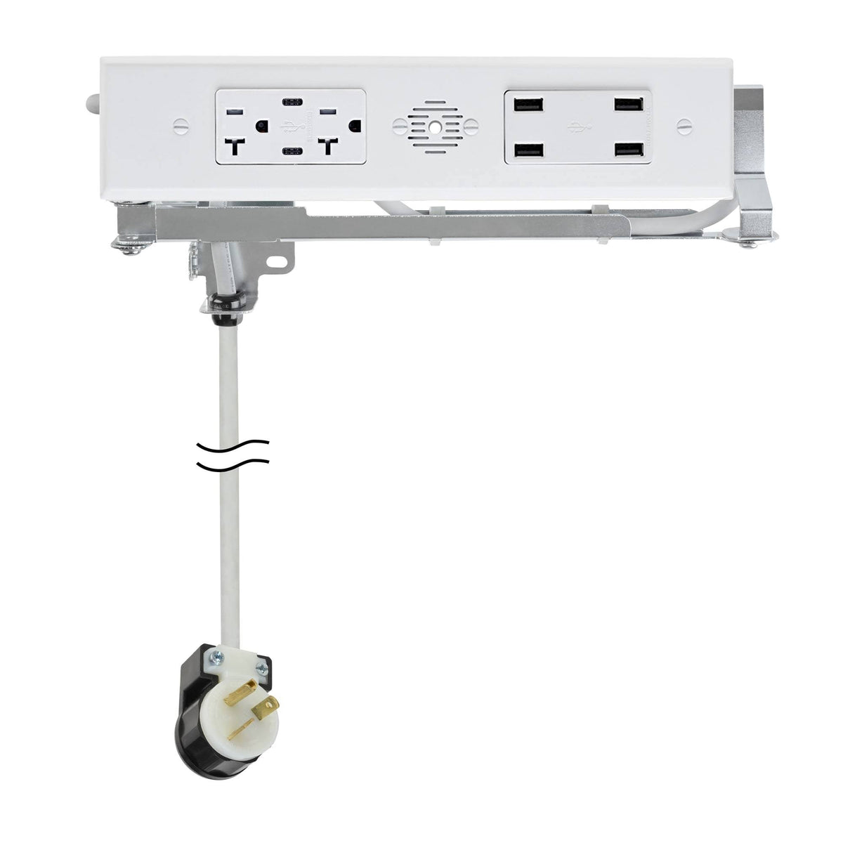 In-Drawer Outlet with 20 Amp AC Outlets USB-C USB-A Ports White C1394