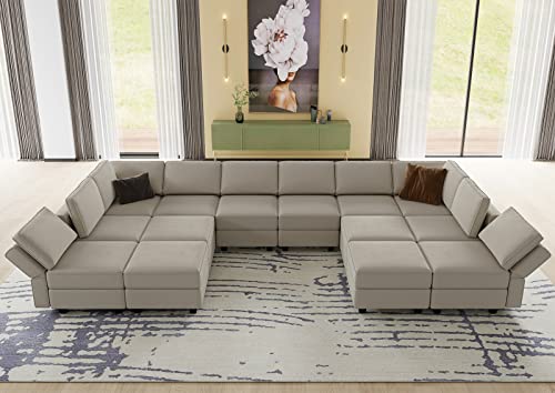 Oversized Modular U Shaped Sectional Sofa with Storage Velvet Black O3777