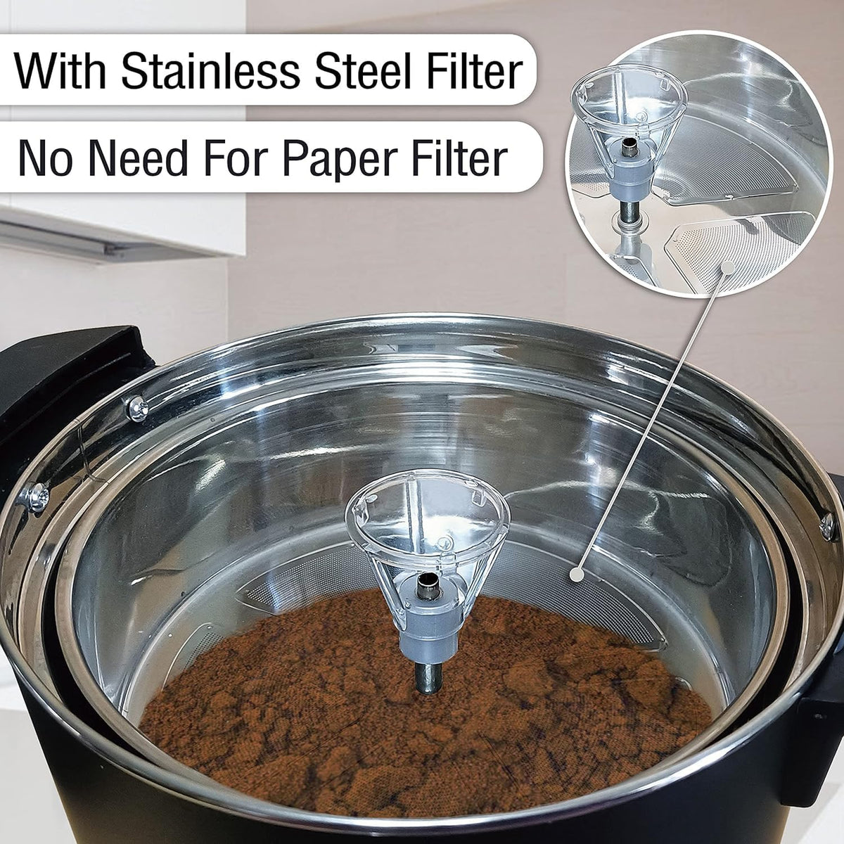 50-Cup 8 L Black Stainless Steel Coffee Urn X449643