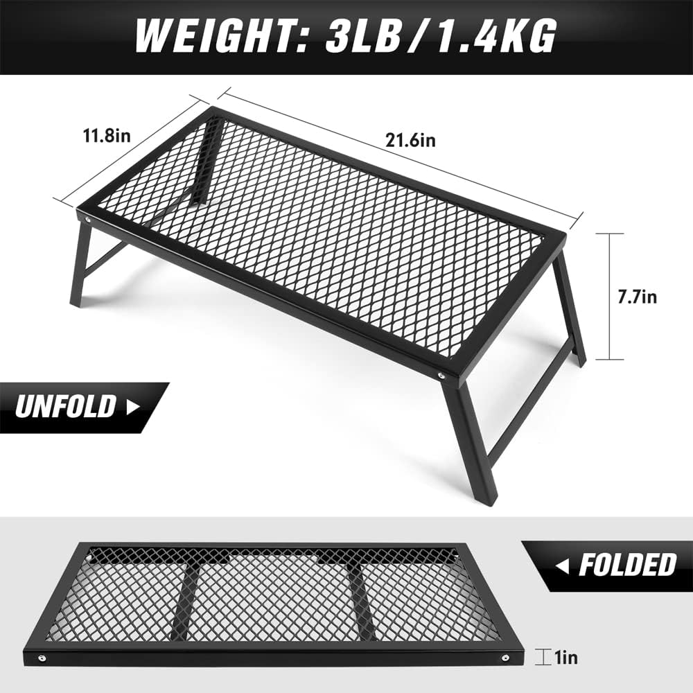 Black Steel Folding Campfire Grill with Legs M291