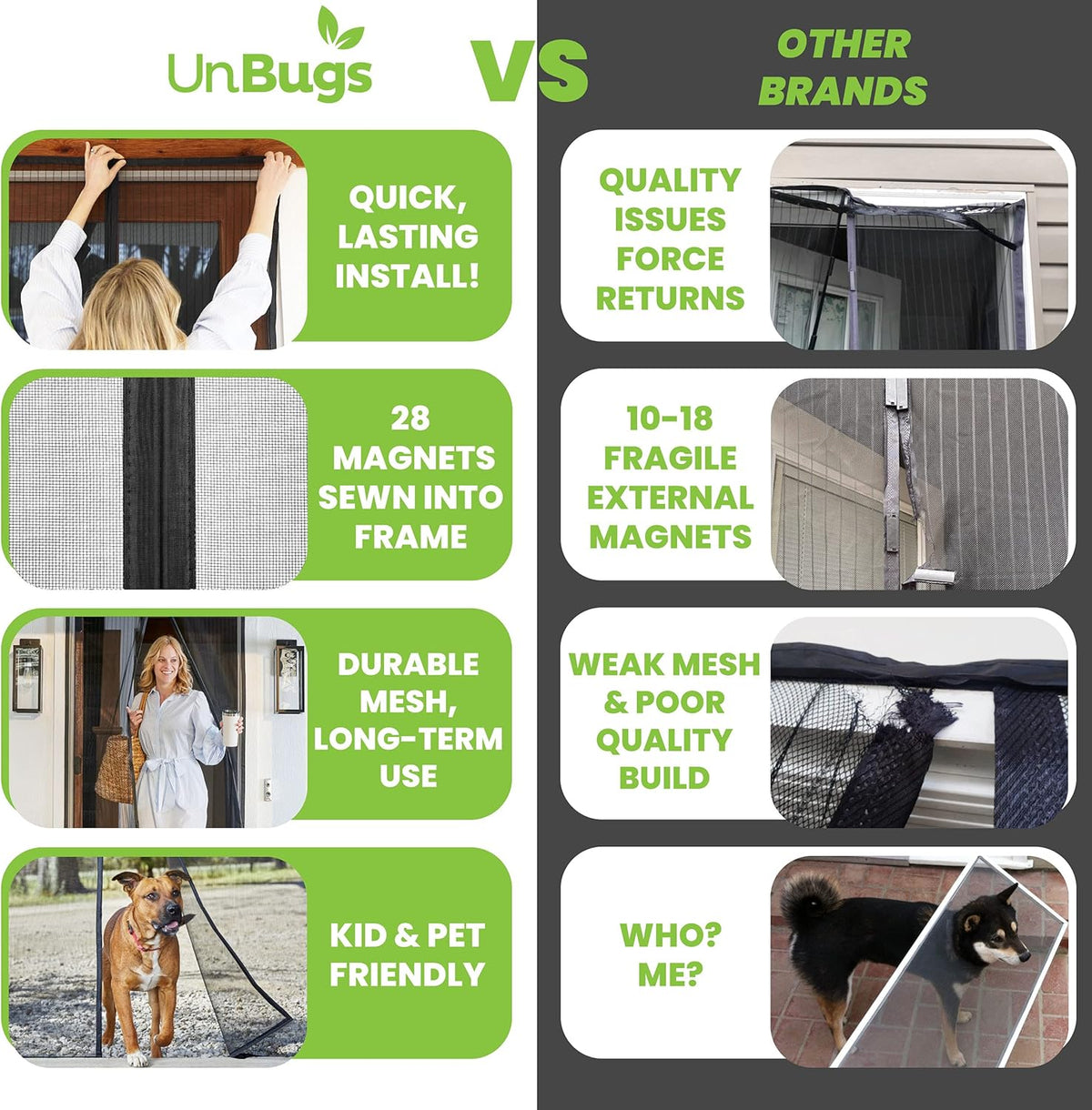 Fiberglass Mesh Magnetic Screen Door Pack of 2 B359865