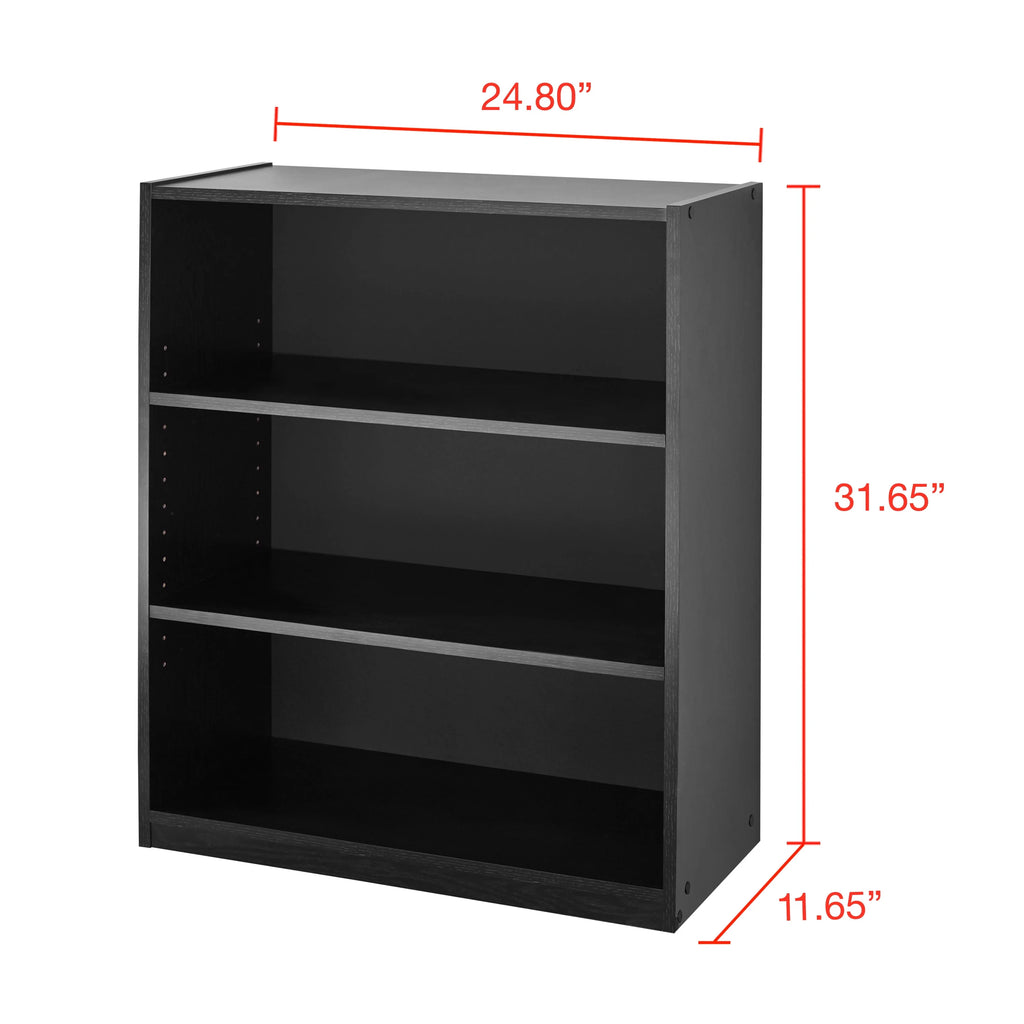 White 3-Shelf Bookcase with Adjustable Shelves C582