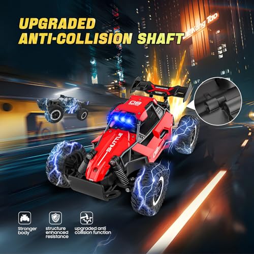 Remote Control Car with LED Lights, 2.4GHz 2WD Rechargeable Monster Truck P5845